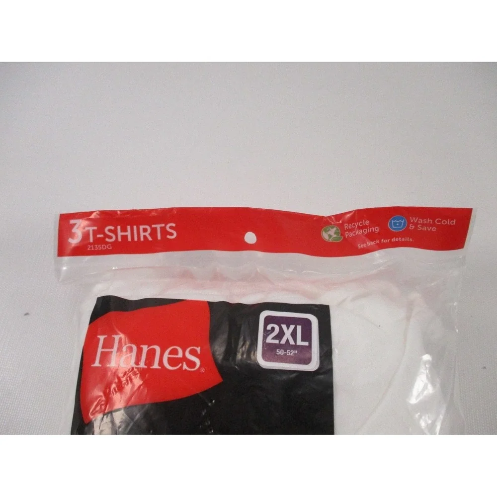 Hanes Men's Tagless Crew Neck T-shirts 3 Pack Size 2XL‎ 50-52